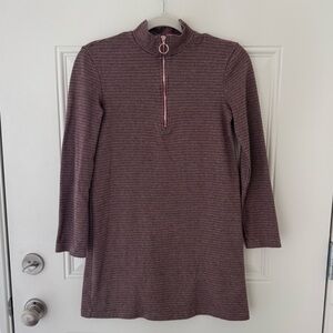 Zara mock neck houndstooth mini dress with O ring zipper